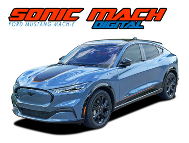 MUSTANG MACH SONIC DIGITAL : 2021-2026 Ford Mustang Electric Mach-E Hood Stripes and Side Door Rocker Decals Vinyl Graphics Kit (VGP-9010)