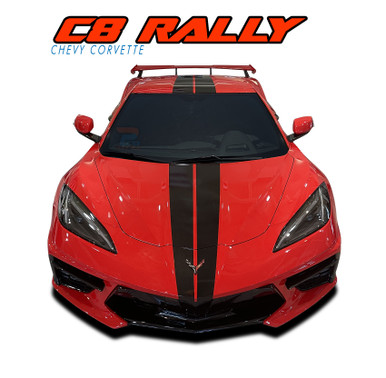 C8 RALLY : 2020-2024 Chevy C8 Corvette Racing Stripes Bumpers Hood Roof Trunk Vinyl Graphic Decals Kit (VGP-9068)
