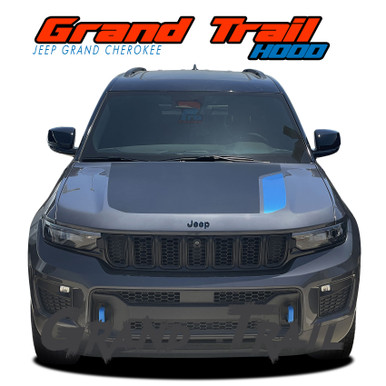 GRAND TRAIL HOOD : 2022-2024 Jeep Grand Cherokee Hood Blackout Trailhawk Vinyl Graphics Decal Stripe Kit (VGP-9073)