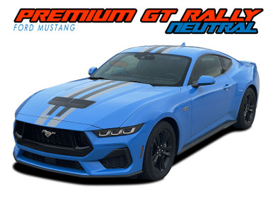 PREMIUM GT RALLY NEUTRAL : 2024-2026 Ford Mustang GT Racing Stripes Hood Decals Vinyl Graphics Kit (VGP-9310)