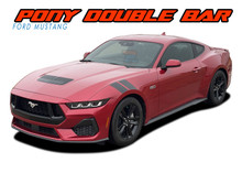 PONY DOUBLE BAR : 2024-2026 Ford Mustang Hood to Fender Racing Stripes Hood Decals Vinyl Graphics Kit (VGP-9376)