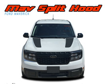 MAV SPLIT HOOD: 2022 2023 2024 2025 Ford Maverick Hood Stripes Decals Vinyl Graphics Kit (VGP-9733)