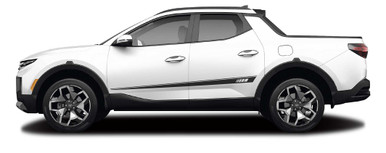 Picture shows BROW Universal Versatile Style Side Body Vinyl Graphics Door Stripes Decals Shown on Hyundai Santa Cruz