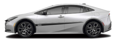 Picture shows BROW Universal Versatile Style Side Body Vinyl Graphics Door Stripes Decals Shown on Toyota Prius