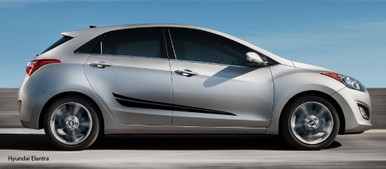 FLASH: Universal Versatile Side Body Vinyl Graphics Door Stripes Decals Shown on Hyundai Elantra