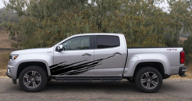 RIPPED: Universal Versatile Side Body Vinyl Graphics Door Stripes Decals Shown on Chevy Colorado
