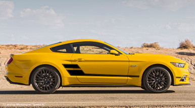 SPEED XL: Universal Versatile Side Body Vinyl Graphics Door Stripes Decals Shown on Ford Mustang