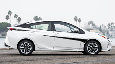 SWITCHBLADE: Universal Versatile Side Body Vinyl Graphics Door Stripes Decals Shown on Toyota Prius
