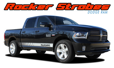 ROCKER STROBES : 2009 2010 2011 2012 2013 2014 2015 2016 2017 2018 Dodge Ram Lower Rocker Panel Door Stripes Vinyl Graphics Decal Kit (VGP-2120)