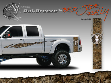 Oak Breeze Wild Wood Camouflage : Bed Side Rally with Deer Skull 12 inches x 42 inches (ILL-1410.051)