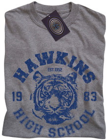 Hawkins High School (Stranger Things) T Shirt (Grey/Blue)