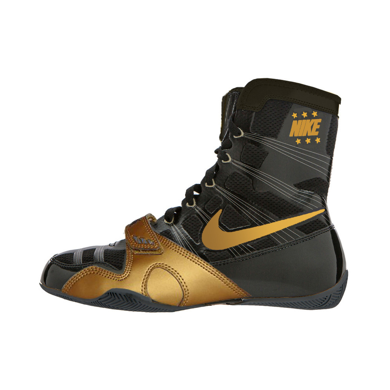 nike black and gold boots
