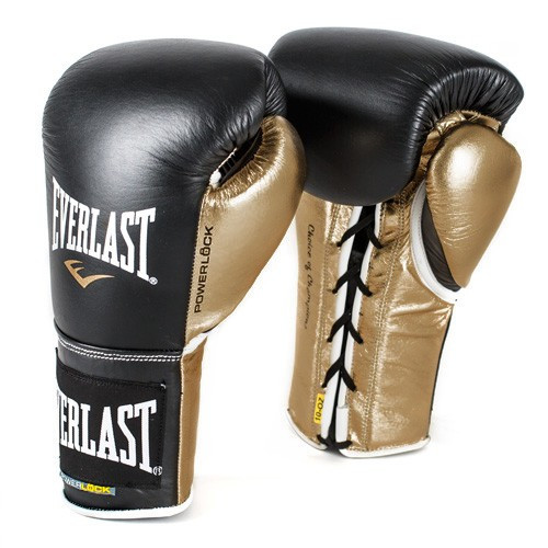 Everlast POWERLOCK Laced Training Gloves Black/Gold | FIGHT SHOP