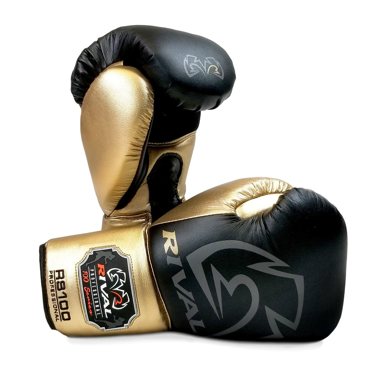 RIVAL RS100 Professional Boxing Sparring Gloves Black/Gold FIGHT SHOP