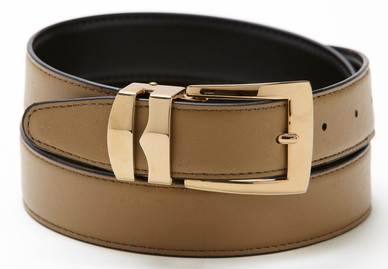 Men's Taupe Belt | Reversible Belts | Gold-Tone Buckle