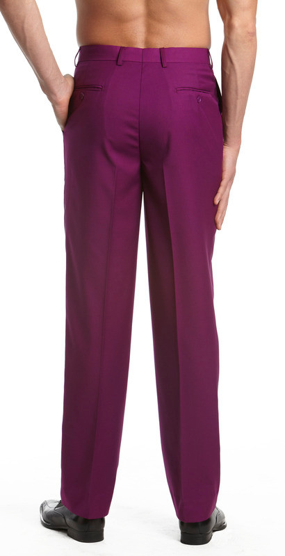 Eggplant Purple Men's Trousers | Flat Front Design