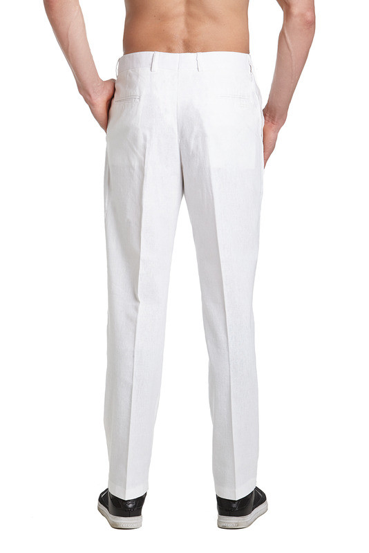 Linen Men's Dress Pants Trousers Flat Front Slacks WHITE CONCITOR ...