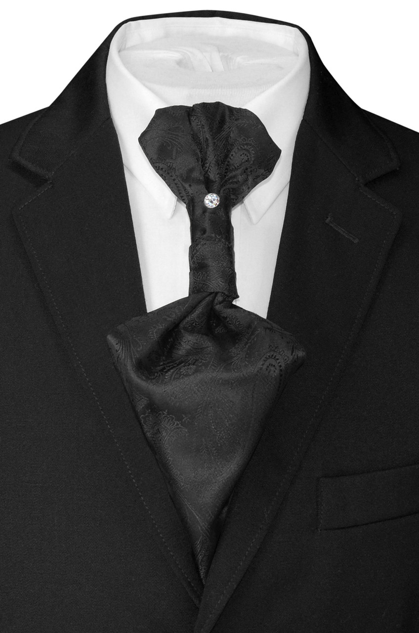 Vesuvio Napoli PreTied ASCOT Paisley Solid BLACK Color ...