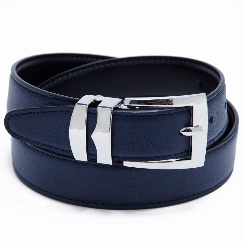 Men's Navy Blue Belt |Reversible Belts | Silver-Tone Buckle