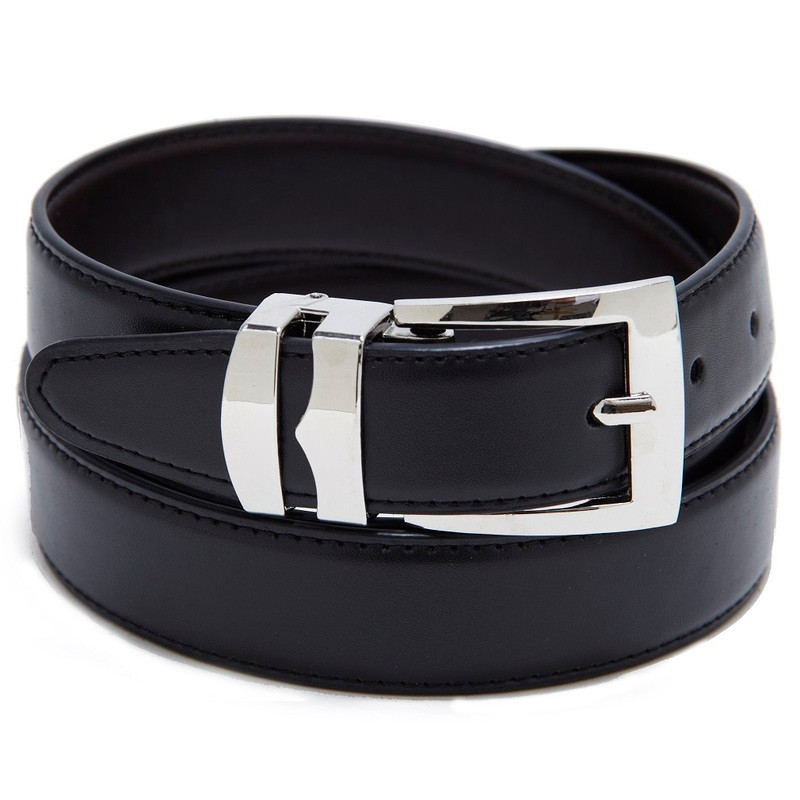 Men's Navy Blue Belt Reversible Belts SilverTone Buckle