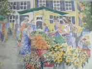 KATHRYN HAYES: “Harvest's Bounty” Floral Watercolor CA 1990 Signed Custom Framed