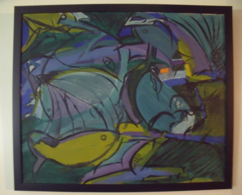 Ben Benn Amer 1884 1983 Fish Abstract Oil On Canvas Ca 1952