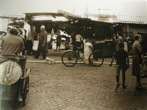 HENRY GASSER:(1909-1981) Photo "Street Market With Bicycle" Italy Ca 1950 Framed
