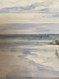 Description: BARBARA WASZAK GRENA: "Wading Jersey Shore" Watercolor Painting Custom Frame