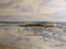 Description: BARBARA WASZAK GRENA: "Wading Jersey Shore" Watercolor Painting Custom Frame