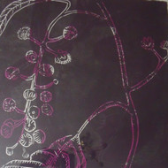 ANN WILLIAMS: "Blueberry In Motion ”Ca 1980 Linocut On Handmade Paper Framed    
