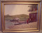 HARRY BARTON (1908-2001 NYC): "Inlet Boathouse" Oil Painting Framed  