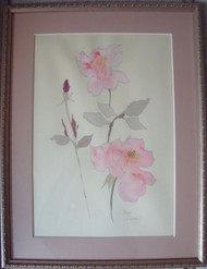  BABETTE EDDELSTON 1922-1990 "Roses" Watercolor Signed Custom Frame Listed Artist