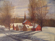 LUIS CHAVEZ "CHURCH SQUARE IN WINTER" OIL ON LINEN 1971 GORGEOUS