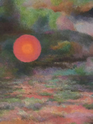 GRACE WOOD HERRING: "Cloud Color Sun" AMER CA 1950-60 Oil Painting Framed