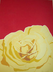 BRIAN COOK SERIGRAPH PRINT "YELLOW ROSES ON RED"  PENCIL SIGNED COOK AP 1981