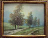 GORGEOUS PAIR LANDSCAPES "BY THE RIVER" & "SHADY LANE" GOLD CUSTOM FRAMES