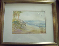 L. MEADE FLORIDA SMALL WATERCOLOR LOVELY GOLD FRAME