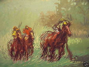 A Bigdungladewa Listed Oil Painting Horse Racing 1993