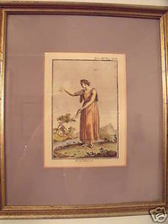 "POLIMNIA" 19TH C ENGRAVING HAND COLORED PRINT 1 OF 3 SET