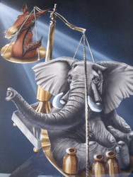 MIKE HARPER "REPUBLICANS & DEMOCRATS" AIRBRUSH POLITICAL MAGAZINE ILLUSTRATION 