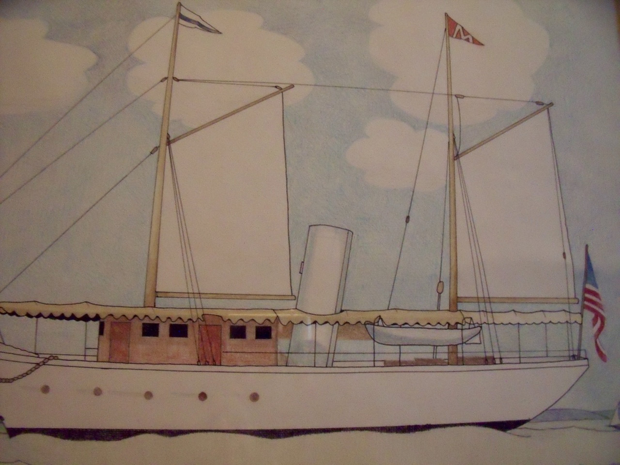 Nancy Winslow Parker Listed Illustrator Nyc 1933 2014 Sailing Ship Watercolor Ca 1980 Framed