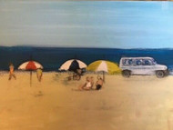 RICHARD AHR: 1929-2012 NEW YORK CITY "At The Beach" Painting 2002 