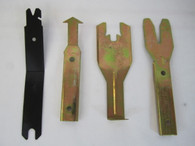 Perfect tool for removing window and door trim without damaging retaining clips or vehicle body. Removes retaining clips and snap style clips. Includes 3-in-1 clip spring remover, auto trim pad remover, molding release tool. Hardened black oxide finish door handle clip remover. Release windshield molding on Ford, GM and Chrysler cars.
