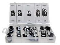 Perfect for clamping down hoses and electrical wires. Made from steel and insulated rubber. The following sizes are included: 4x5/16", 2x3/8", 8x1/4", 2x1/2" and 2x5/8".
