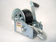 "600 lb Capacity. Zinc Plated. 100 hour salt spray rating zinc plating. 19ft polyester web strap. Smooth operating hardened steel gear.


