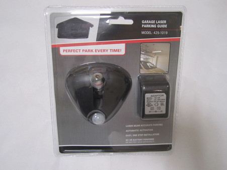 Perfect parking every time with this garage laser parking guide system. The Laser beam guides you to the same spot every time. Automatic activation when the vehicle enters garage. Easy one step installation with no wiring necessary. AC or battery powered (9 Volt Battery Not Included) 
