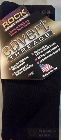 Covert Threads GROUND POUNDER Military Boot Socks LG BLK 2310