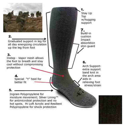Covert Threads Rugged Terrain INFILTRATOR Socks LG BLK 3301
