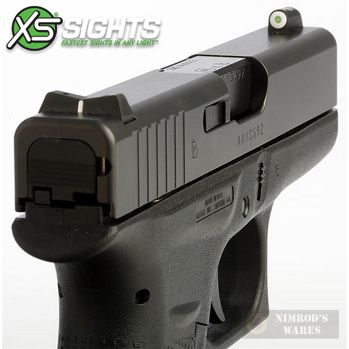 XS GLOCK G42 G43 Big Dot Tritium / Stripe Sights SET GL0003S3