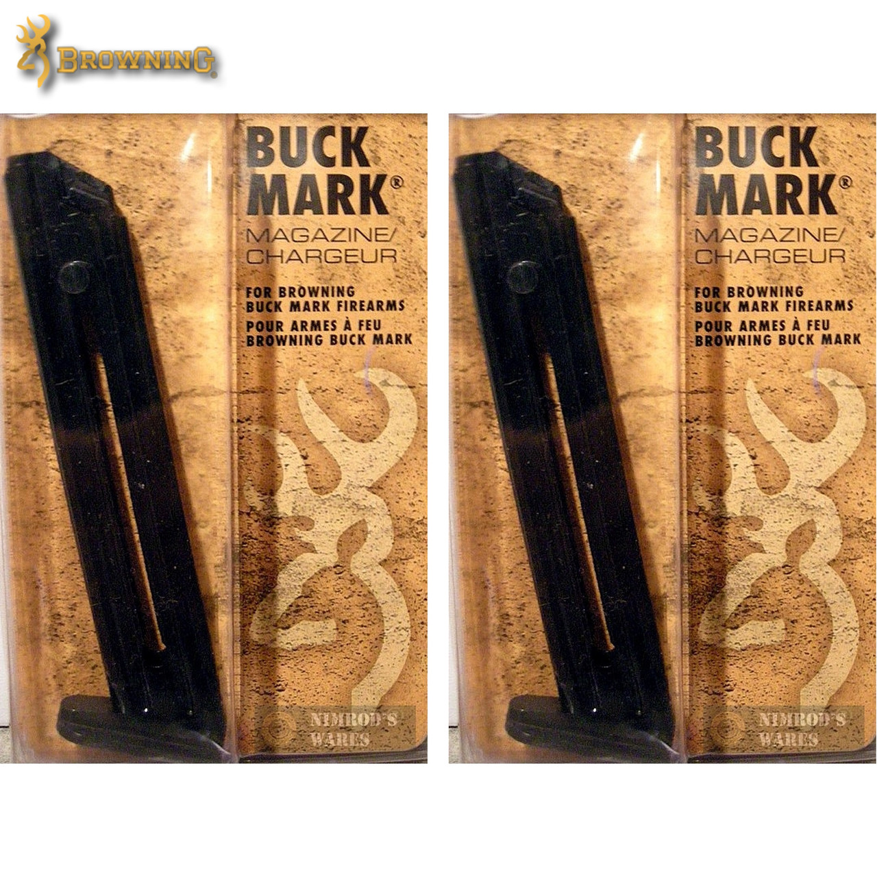 2-PACK BROWNING 112055190 Buck Mark Pistol 22LR 10Rd STEEL Magazine -  Nimrod's Wares